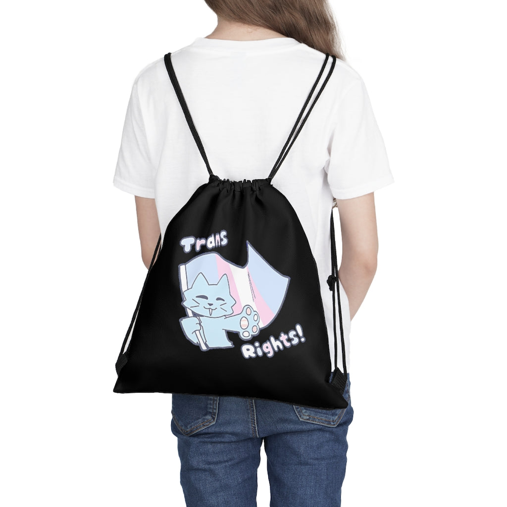 Apple the Trans Rights Kitty Outdoor Drawstring Bag
