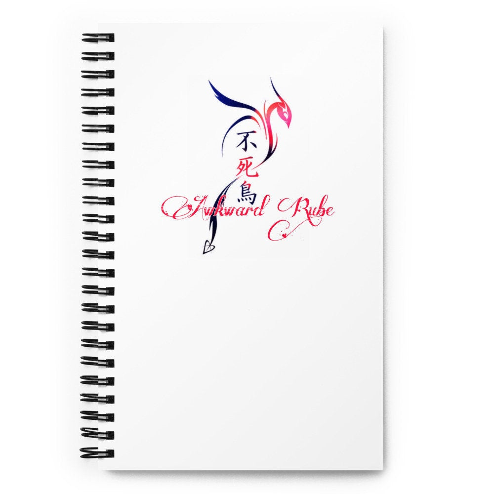 Awkward Rube logo Spiral notebook (white, plain back cover)