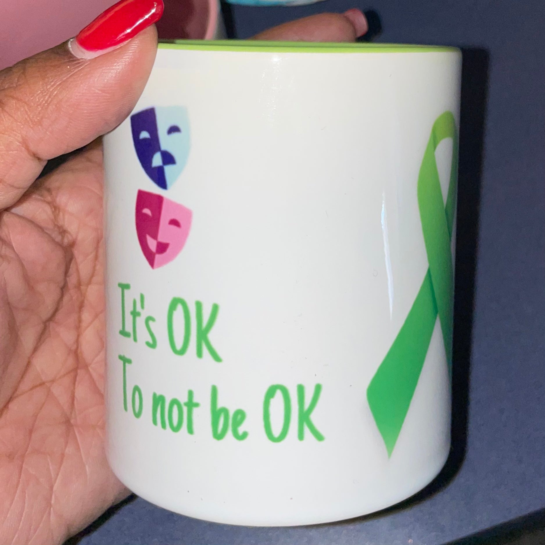 It’s OK to Not Be OK White 11oz Ceramic Mug with Color Inside